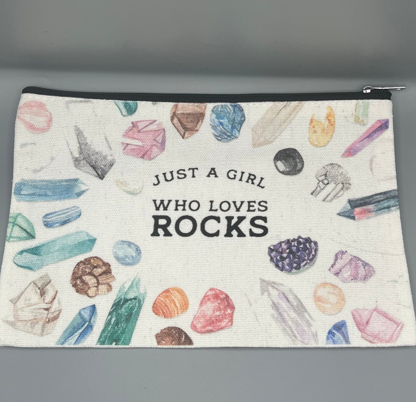 Just a girl who loves rocks zipped bag