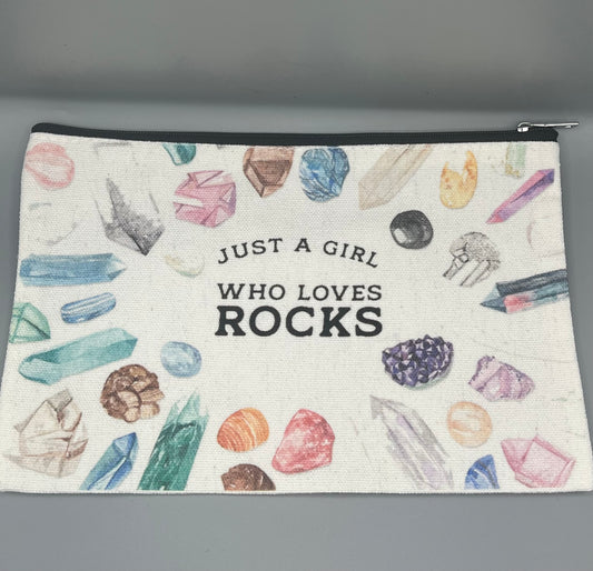 Just a girl who loves rocks zipped bag