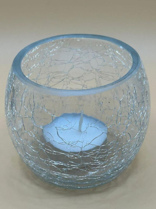 Crackle Glass Tea Light Holders (tea light included)