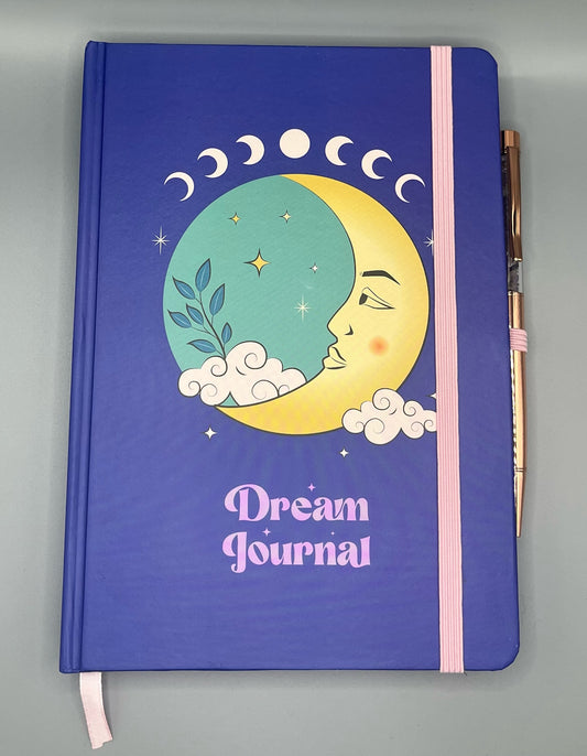 Quality Dream Journal (with free rhinestone filled pen and handy elastic holder)